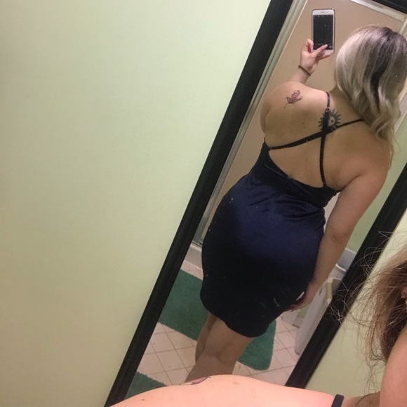 Navy blue Satin Dress - Picture 3 of 3